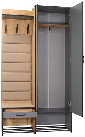 Прихожая Ивару Ольга Лофт 4, Дуб крафт золотой/Темно-серый