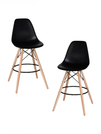 Набор 2 шт Стул барный DOBRIN DSW BAR (ножки светлый бук, цвет сиденья чёрный (B-03))