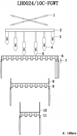 Потолочная люстра Lumien Hall Nara LH0024/10C-FGWT