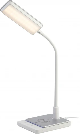 Офисная настольная лампа светодиодная с регулировкой цветовой температуры яркости и беспроводным ЗУ ЭРА NLED-499-10W-W (220V, сенсорный выключатель)
