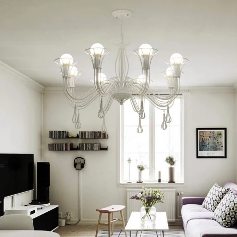 Подвесная люстра Cast 8 White ImperiumLoft Cast01 (181893-26) (220V, на цепи, свеча)