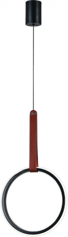 Подвесной светодиодный светильник Escada Alliance 10295/1LED Black 30Вт, кожа/металл/силикон, черный (220V, на проводе, кольцо)