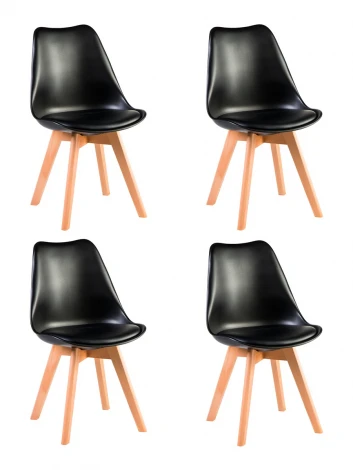 Набор 4 шт стул обеденный DOBRIN JERRY SOFT (ножки светлый бук, цвет сиденья чёрный (B-03))
