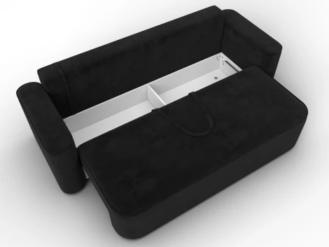 Диван прямой Лига-118 НПБ (ДСП,ЛДСП,Брус,Фанера,Велюр/Черный) Лига Диванов 137077