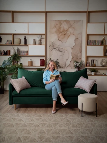 СКАНДИ Диван тканевый прямой изумрудный D1 furniture арт.AAA41309011