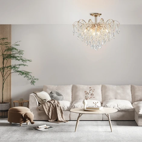 Потолочная люстра на штанге Escada Aurea 1124/8PL (220V, хрусталь, подвески)