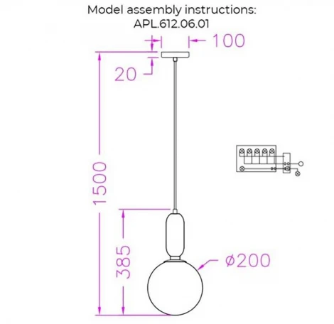 Подвесной светильник Aployt Aniela APL.612.06.01 (220V, на проводе, шар)