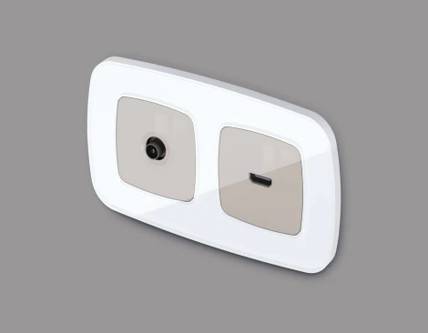 Лицевая панель Ambrella Volt OMEGA (Серо-бежевый матовый) для TV розетки QUANT OP3730