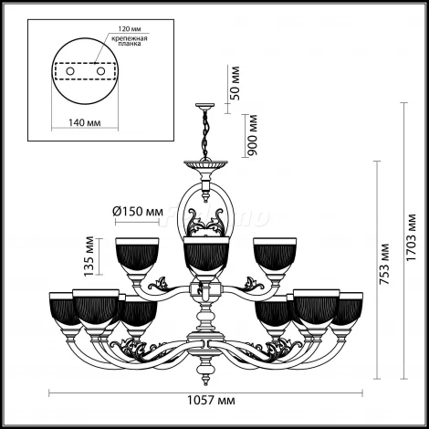 Подвесная люстра Odeon Light Piemont 3998/12