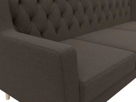 Диван кухонный прямой Брайтон 3 Люкс (Коричневый/Рогожка) Лига Диванов арт.122453