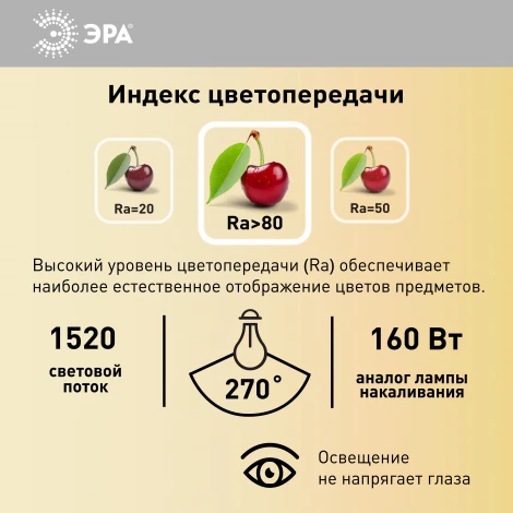 Лампочка светодиодная E27 19W ЭРА LED A65-19W-840-E27