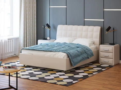 PROxSON Кровать Volumo без основания (Ткань: Рогожка Savana Milk (молочный)) 200x200