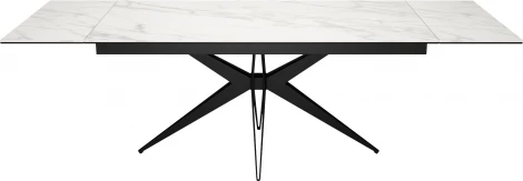 Стол DikLine KW160 мрамор С41 (керамика белая)/опоры черные 00-00069810