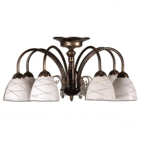 Люстра потолочная Day&Night, 6 плафонов, черный с золотом, белым и прозрачным