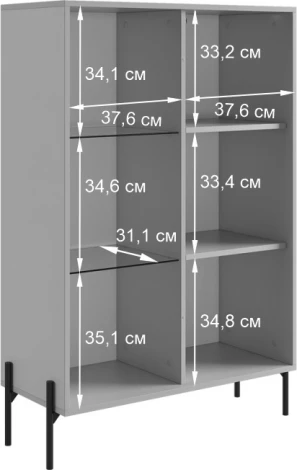 Доминика Комод (со стеклом) Mebelson (ЛДСП,Металл/Бежевый,Дуб крафт золотой) арт.174976,3369