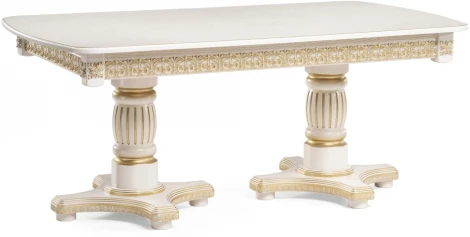 Деревянный стол Woodville Морнит 180(240)х100 слоновая кость / золото 515969