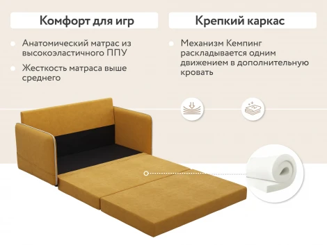 Диван тканевый прямой желтый D1 Слим AAA41390001