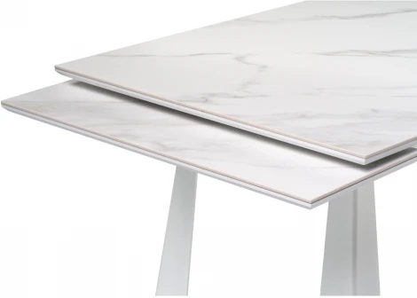 Керамический стол Woodville Бэйнбрук 140х80х76 белый мрамор / белый 530826