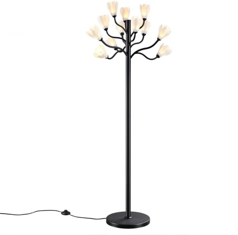 Торшер Odeon Light Gardi 5090/12F черный матовый/белый/фарфор G4 LED 12*5W (220V, выключатель, цветы)