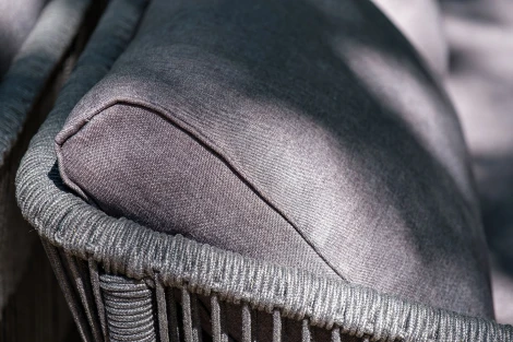 "Канны" диван 2-местный плетеный из роупа, каркас алюминий темно-серый (RAL7024) муар, роуп темно-серый круглый, ткань темно-серая 027 4SIS арт.УТ-00006845