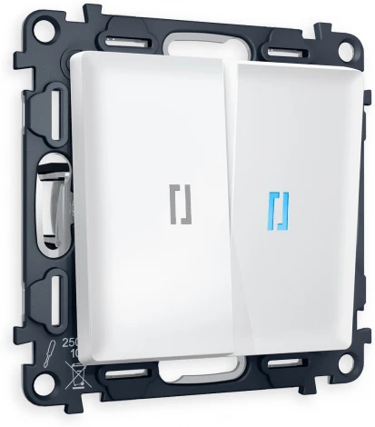 Комплект механизма Ambrella Volt 2-клавишного выключателя с подсветкой 10000K ALFA MA124020 Белый матовый QUANT