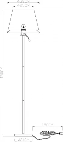 Торшер для чтения Arte Lamp Elba A2581PN-2AB (220V, выключатель)