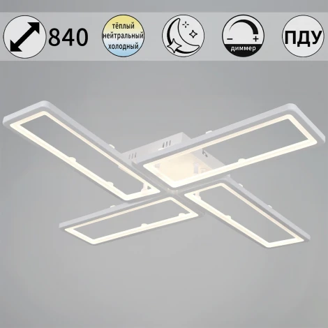 Потолочная люстра светодиодная на штанге с пультом с регулировкой цветовой температуры, яркости и ночным режимом Reluce 03629-0.3-04B WH