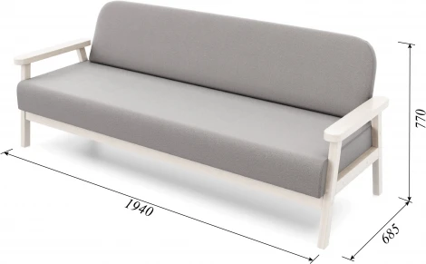 Диван Arsko прямой Флори Б беленый дуб велюр серый