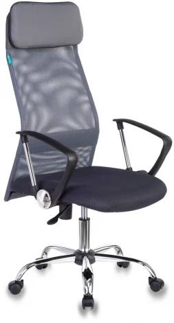 Кресло руководителя Бюрократ KB-6N темно-серый TW-04 TW-12 сетка/ткань с подголов. крестовина металл хром