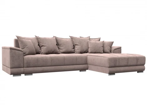 Диван угловой НордСтар правый угол (ДСП,Брус/Пластик/Велюр/Бежевый) Лига Диванов 127940