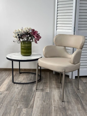 Стул ВАЛТЕР (VALTER) HF017-02 Бежевый, экокожа / Латте каркас, ®DISAUR M-City 64682