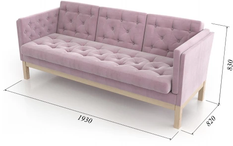 Диван Arsko Айверс Б сосна розовый шенилл