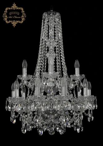 Подвесная люстра Art Classic 11.25 11.25.10+5.200.2d.h-84.Cr.Sp (220V, хрусталь, на цепи, подсвечник, свеча)