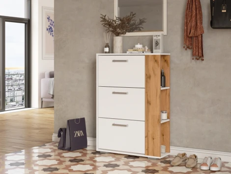 Обувница Эдеа-1 (Эдеа-1 белый / дуб вотан) Woodville арт.563549