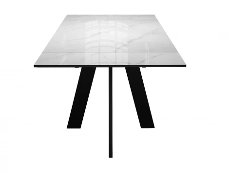 Стол DikLine SFM120 стекло Оптивайт Белый мрамор/подстолье черное/опоры черные 00-00083007