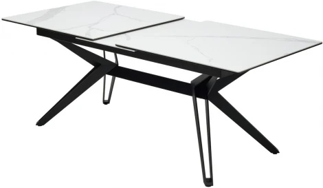 Стол URBINO 180 MATTE STATUARIO Белый мрамор матовый, керамика/ черный каркас М-City