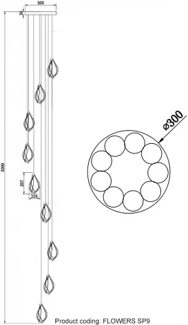 Подвесной светильник Crystal Lux FLOWERS SP9 (220V, на проводе)