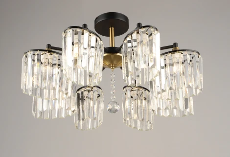 Потолочная люстра на штанге SL7884-8 BK+FGD Мелодия Света SL1N 000080211