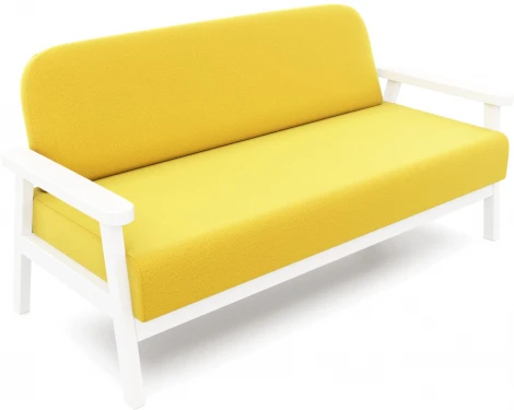 Диван Arsko прямой Флори М белая эмаль велюр желтый