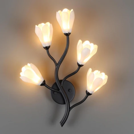 Бра Odeon Light Gardi 5090/5W черный матовый/белый/фарфор G4 LED 5*5W (220V, цветы)