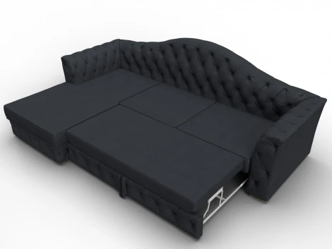 Диван угловой Артис левый угол (Брус,Рейка,Замша/Темно-серый) Лига Диванов 128038L