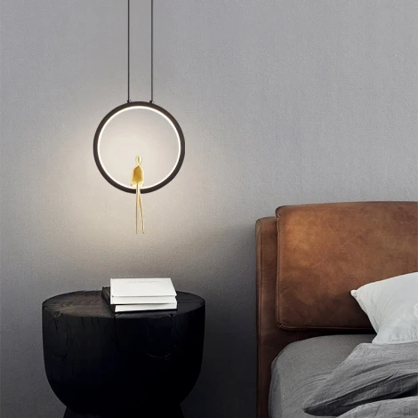 Подвесной светильник Remus One Black By ImperiumLoft Remus-One01 (LED, 220V, на проводе, кольцо, птички)