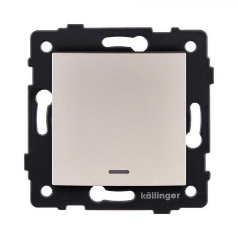 Выключатель 1-клавишный 10А/250В с LED подсветкой, изогнутый, золотой Kollinger REA-R-002GD для Aspekt, Eleganz, Reflex