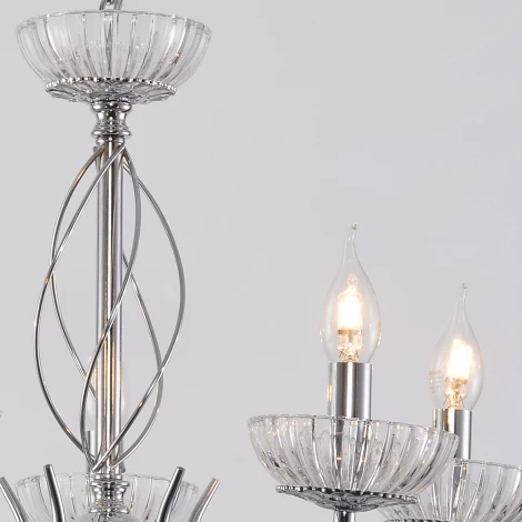 Подвесная люстра Reluce 04202-0.4-05 CR (220V, подвески, на цепи, подсвечник, свеча)
