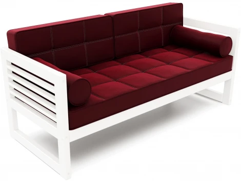 Диван Arsko прямой Сега Б белая эмаль велюр бордовый