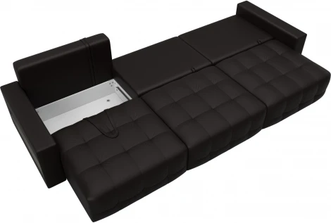 Диван прямой с полками Лига-053 НПБ Лонг Лига Диванов (Экокожа) арт.128919