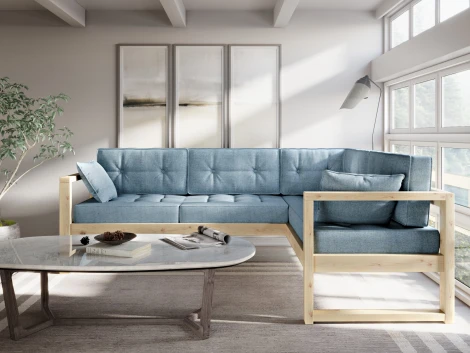 Диван Arsko Астер У сосна голубая рогожка