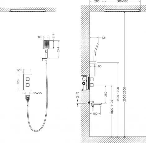 Душевой комплект Timo Petruma SX-5019/00SM С ВНУТРЕННЕЙ ЧАСТЬЮ, хром