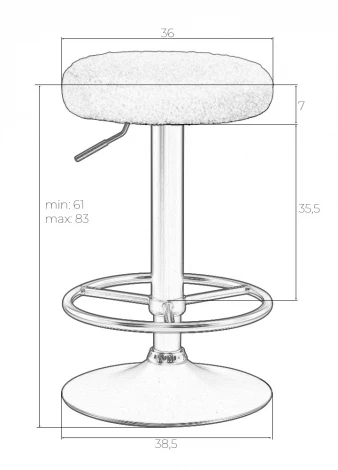 Набор 2 шт табурет барный DOBRIN TEDDY BLACK (белый букле (13))