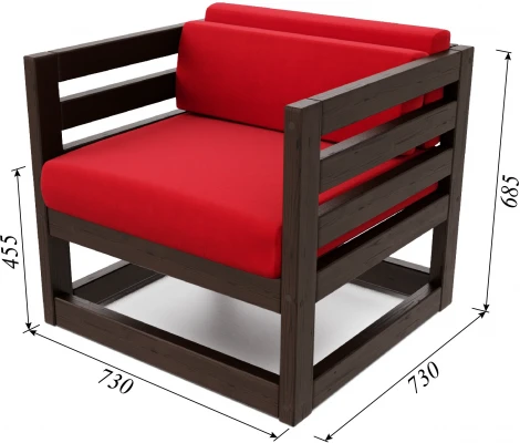 Кресло Arsko Магнус венге велюр красный